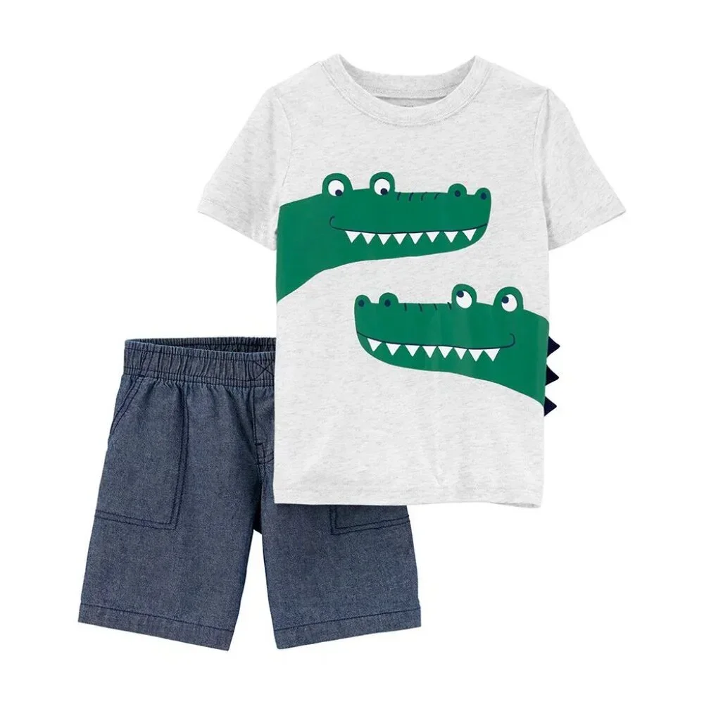 Carter's Toddler Boy 2-Piece Alligator Tee & Short Set in Size 4T